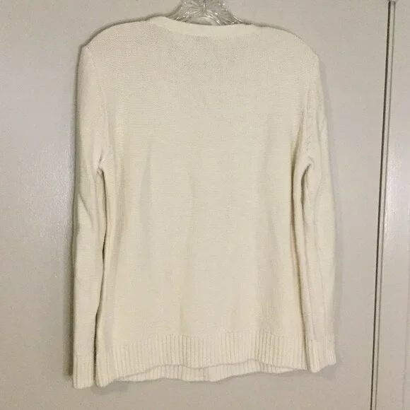 Talbots Ivory Nautical Cotton Knit Sweater - Picture 6 of 8